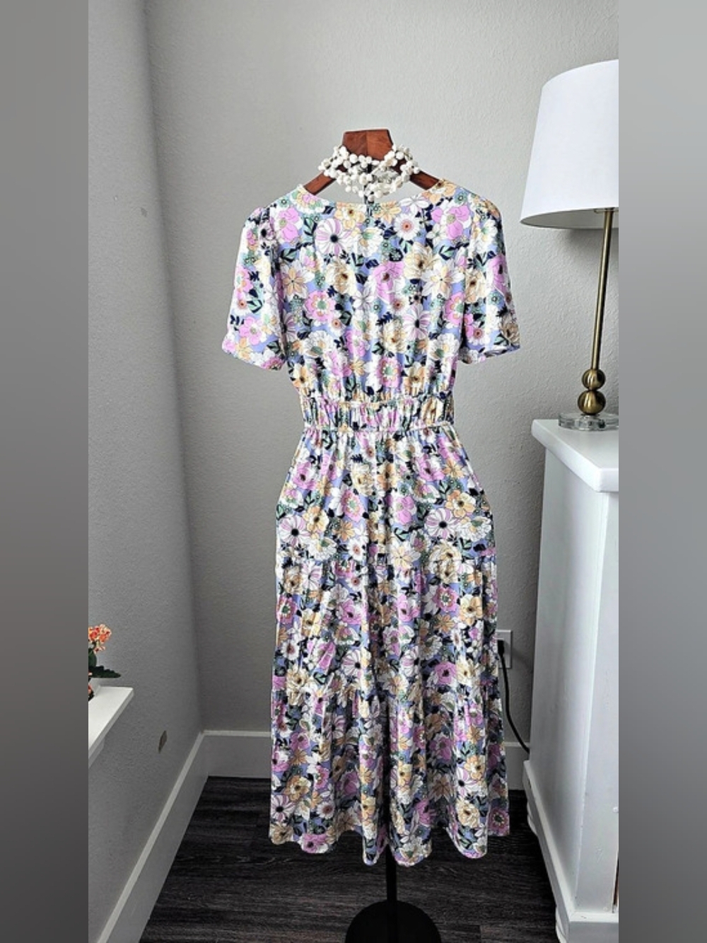 ZESICA Floral Maxi Dress in Purple & Blue Size Small NWT - Picture 2 of 10